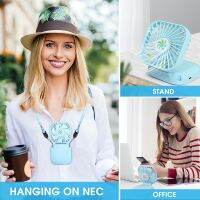 New Design Neck Hanging Foldable Small Electric FanFoldable Handheld Desktop Multi Function USB Charge Mini FanPortable Outdoor Sports Air Cooler