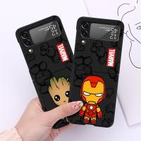 เคสสำหรับ Samsung Galaxy Zflip3 Z Flip 4 Z Flip 3 5G เคส PC แข็งสีดำ Zflip4 Flip3 Flip4โลโก้การ์ตูนมาร์เวล