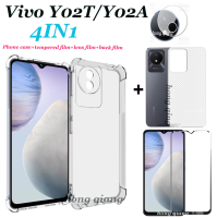 4in1เหมาะสำหรับ Vivo Y02T Y02A Y02S Y02 Y11 2023เคสโทรศัพท์โปร่งใสเคสโทรศัพท์โปร่งใสกันกระแทกใหม่ Tecno Pova + ฟิล์มแข็งแบบเต็มหน้าจอ + ฟิล์มด้านหลัง + ฟิล์มเลนส์