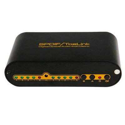 Spdif Toslink Digital Optical Audio 4X2 Matrix Switcher 4 in 2 Out Video Converter for Dolby/LPCM2.0/DTS