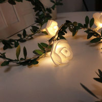 Christmas Rose Flower Vine LED String Lights Battery Powered Fairy Lights Artificial Garland For Room Valentines Day Decoration