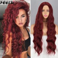 Red Long Water Wave Wig golden Black Pink Pure Wigs Cosplay Wigs For Women Synthetic Hair Heat Resistant Temperature Fiber [ Hot sell ] Gktinoo Fashion