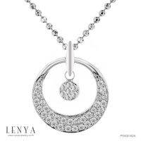 Lenya Jewelry  จี้เพชร DiamondLike รูปทรงกลมใหญ่โอบล้อมทรงกลมเล็ก เพิ่มความโดดเด่นบนตัวเรือนเงินแท้ชุบทองคำขาว