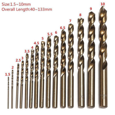 HH-DDPJ15pcs Set 1.5mm-10mm Cobalt High Speed Steel Twist Drill Hole M35 Stainless Steel Tool Set The Whole Ground Metal Reamer Tools