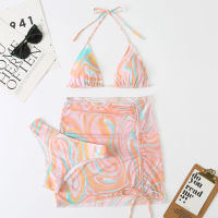 ฺBikini SET 3 ชิ้น ไม่โป้ สีสันสดใส สายฝอ สวยน่ารักมากๆ พร้อมส่งครบ 6 สี