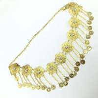 【จัดส่งทันที】Thai Jewelry Gold belt Thai lady dress Round diamond buckle belt