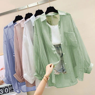 ครีมกันแดดเสื้อผ้าคาร์ดิแกนผู้หญิงเสื้อโค้ทบาง 2022 ฤดูร้อนพลัสขนาดเสื้อชีฟองใหม่สไตล์เกาหลีอารมณ์หลวม topNZ-360