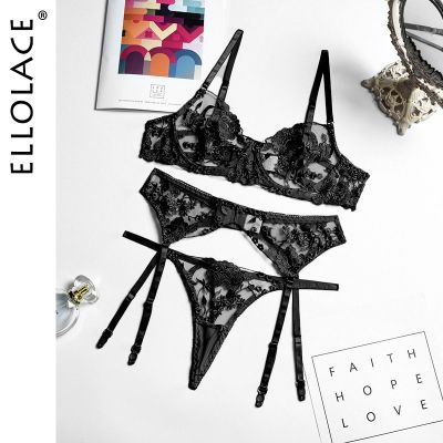 2023 Korean Neon Floral Lingerie 3 Piece Set Transparent Underwear Women Push Up Bra With Bone Erotic Lingerie Sensual Lingerie Set