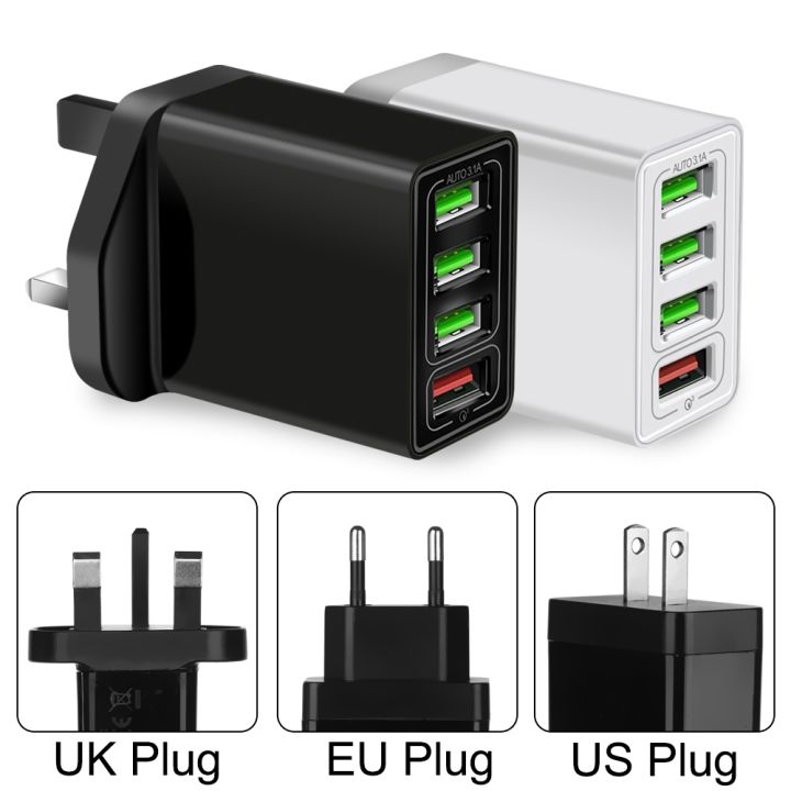 HOT】 4 Multi-Port  USB Charger Adapter Plug for iPhone with port |  