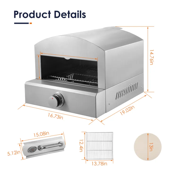 【1005 Original+COD】Gas Stainless Steel Pizza Oven, Outdoor Pizza Oven ...