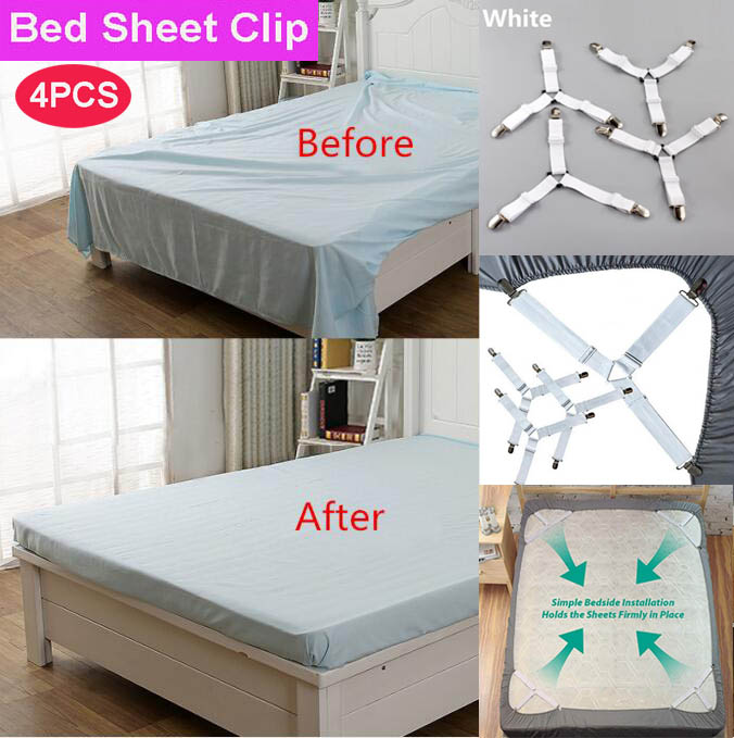 4pcs Adjustable Triangle Bed Mattress Sheet Holder Straps Clips Gripper Fastener 