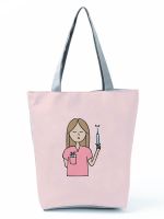 【LZ】 Female Nurse Printed Women Shopping Bag Injection Large Capacity Eco Reusable Shoulder Bag Fashion Travel Handbag Custom Pattern