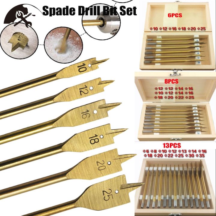 hh-ddpj6-8-13pcs-hex-shank-spade-bit-flat-boring-bit-wood-flat-drill-bit-set