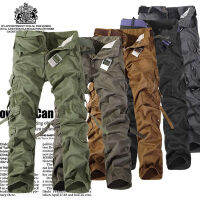 2023ใหม่ยี่ห้อ Man ทหาร Camouflage กางเกง Cargo Plus ขนาด Multi-Pocket Overalls Casual Baggy Camouflage กางเกง Men