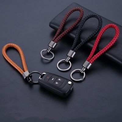 New Unisex Braided Leather Rope Handmade Waven Keychain Leather Key Chain Ring Holder for Car Keyrings Men Women KeyChains