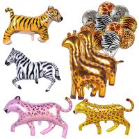 卐☃△ Tiger Lion Giraffe Zebra Horse Leopard Print Safari Animal Foil Balloon Elephant Helium Globos Kids Jungle Birthday Decor Babysh