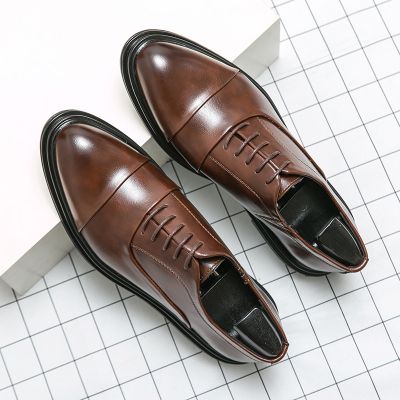 รองเท้าหนังแท้สำหรับผู้ชาย,รองเท้าหนังเสื้อผู้ชายแบบผูกเชือกรองเท้าลำลองสำหรับนักธุรกิจใส่ได้ทุกวัน