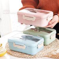 Bento Box Student Lunch Box Straw Wheat Dish And Healthy Tableware Food Children Microwave Office Storage Container Portable