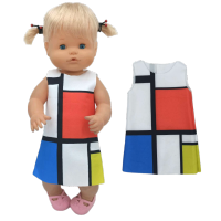 17 Inch Baby Doll Summer Dress Fashion Mondrian Color  Nenuco Ropa Y Su Hermanita Toys Dolls Dress Hand Tool Parts Accessories