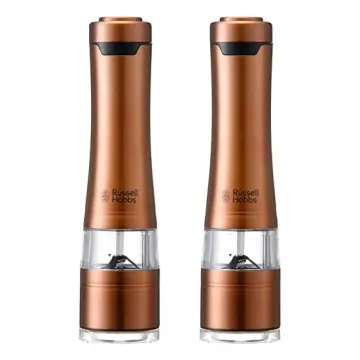 Russell Hobbs 7923JP Electric Mill Salt and Pepper (Set of 2) Wood Stand  Set