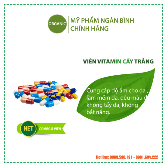 Combo 5 viên viên vitamin cấy trắng kích trắng, tăng cường dưỡng da - ảnh sản phẩm 1