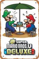 ป้ายดีบุกโปสเตอร์วิดีโอเกม Super Mario Bros ใหม่สำหรับตกแต่งผนังป้ายโลหะห้องนั่งเล่นสำนักงานหอพักวิทยาลัยห้องเด็กห้องเล่นเกมส์ร้านกาแฟห้องสมุดห้องเรียนยิมหรือสำนักงานขนาด8X12นิ้ว