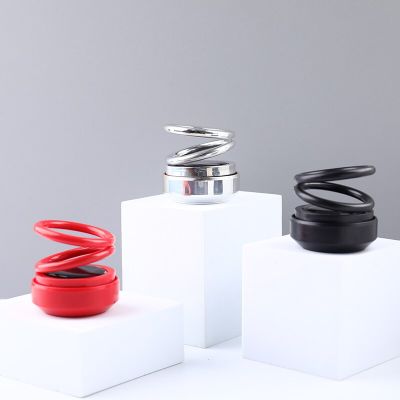 【DT】  hotAutomotive Air Freshener Solar Energy Car Aromatherapy Perfume Aroma Diffuser Double Ring Rotary Dashboard Decoration