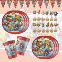 【CW】Game Superzings Theme Supplys Plate Banner Cups Things Straws Super Zings Birthday Party Decorations Toy