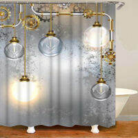 Steampunk Industrial Gray Bath Shower Curtains for Bathroom Waterproof Antique Instrument Concrete Bath Curtains Mats 180x200cm