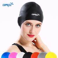 COPOZZ Silicone Waterproof 3D Elastic Swimming Caps for Men Women Long Hair Swimming Hat Cover Ear Bone Pool Adult Swim Cap Swim Caps