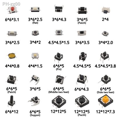 【CW】▧♞☼  125pcs/lot touch switch/Micro /push buttons switches 25 Types Assorted kit 2x4/3x6/4x4/6x6 for package