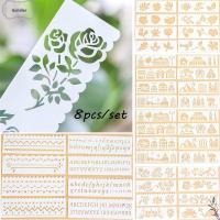 GOHILLER 8pcs/set บัตรกระดาษ ลายนูน ประทับ งานฝีมือ DIY สมุดภาพ ฉลุลายฉลุ ดอกไม้ จิตรกรรมTemplate