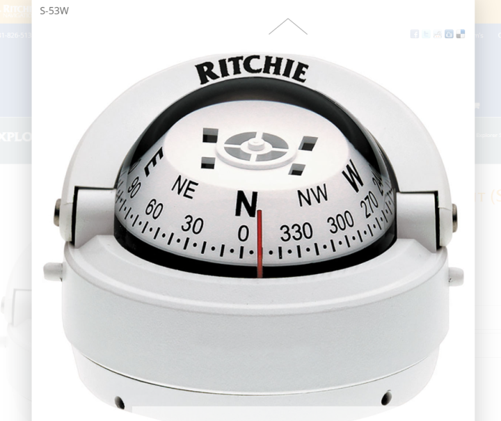 เข็มทิศทางทะเล-เข็มทิศนำทางทางทะเล-กันน้ำสำหรับเรือ-ritchie-explorer-surface-mount-compass-s-53w