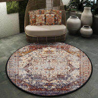 Retro Round Persian Style Rug Living Room Sofa Table Rug Bedroom Bedside Blanket Geometric Ethnic Non-slip Floor Sock Doormat