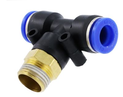 QDLJ-1pcs Pneumatic Quick Connector Pb6-01/pb8-02/pb10-03 T Type Three Way Positive Thread 1/8 "1/4" 3/8 "1/2"