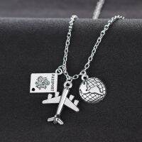 【DT】hot！ Best Travelers Necklaces Globe Aircraft Plane Pendant Traveling The Necklace Collar