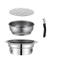 Stainless Steel Outdoor Camping Charcoal Grill Round Non-Stick Grill Portable Charcoal Grill