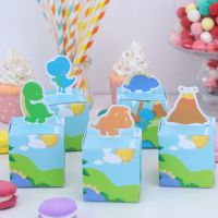 Dinosaur Party Favor Box Gift Bags 5 Pcs Candy Wrapping Birthday Decoration Event Decor Boy Treat for Goodies Animal Baby Shower Gift Wrapping  Bags