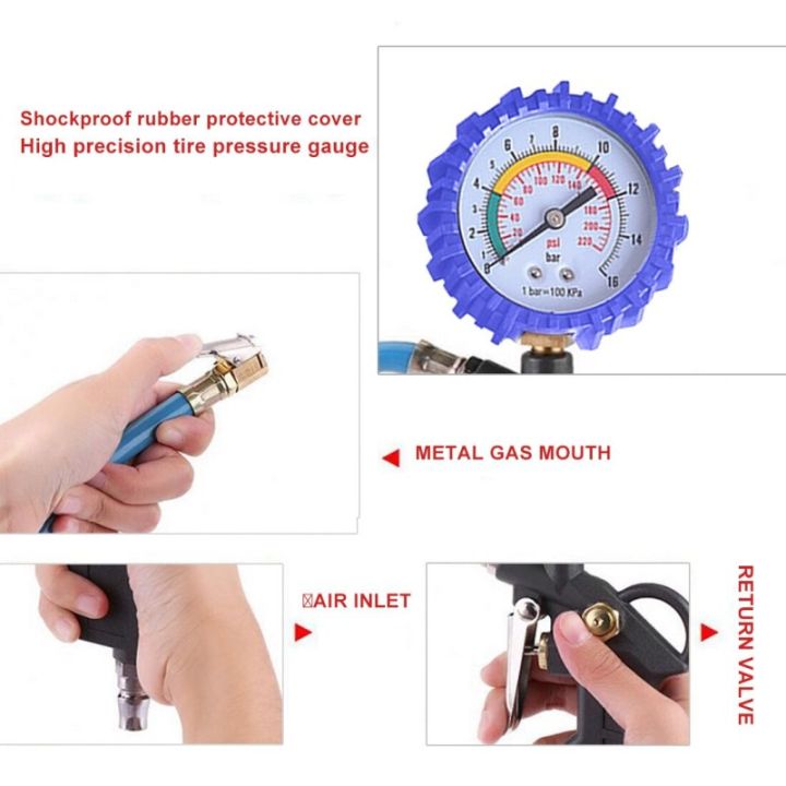 สปอตกรุงเทพ-พร้อมสต็อก-ระดับความดัน-เครื่องเติมลมยาง-0-220-psi-0-16ba-automobile-tires-barometers-mechanical-tire-pressure-test-tables-tire-pressure-gauges-inflation-tools