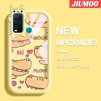 เคส JIUMOO สำหรับ VIVO Y30 Y50 Y30i การ์ตูนรักจระเข้สีสันสดใสน่ารักเลนส์กล้องถ่ายรูปแบบนิ่มสัตว์ประหลาดน้อยเคสมือถือกันกระแทกแบบใสป้องกันซิลิโคนง่ายปลอกความคิดสร้างสรรค์โปร่งใส