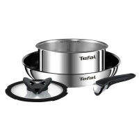 Tefal Ingenio Emotion กระทะสแตนเลส 4 ชิ้น เตาอบเครื่องล้างจาน ปลอดภัย ไม่มี PFOA สีเงิน