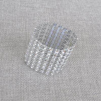 Laial 50 Pcs 13*4 cm Napkin Rings Silver Plastic Rhinestone Mesh Napkin Holders For Wedding Party Ho Home Table Decoration