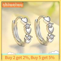 SHIWEIWU2558285 โลหะผสมอัลลอยด์ ต่างหูรูปหัวใจรัก ของขวัญสำหรับเด็ก เครื่องประดับอัญมณีอัญมณี ต่างหูบางๆ ของใหม่ หูกระดุม สำหรับผู้หญิง