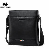 BISON DENIM Genuine Leather Handbag Male Casual Crossbody Luxury Man Shoulder Bag Husband Messenger Bag Bolso de Hombre N2821