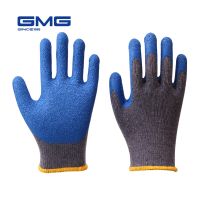 Working Gloves Grey Cotton Non Slip Blue Rubber Gloves Crinkle Good Grip Construction Warehouse Farm Cotton Gloves for Work