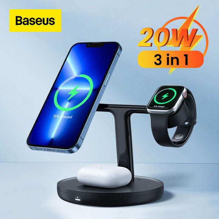 Baseus 20W Wireless Charger Stand For phone 12 13 Watch 3in1 Fast Charging Wireless