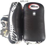 Twins special Curved Kick Pads KPL-12  Black- White (M,L) for Training MMA K1 เป้าเตะแบบโค้ง ทวินส์สเปเชียล ดำ-ขาว หนังแท้ สำหรับเทรนเนอร์ ในการฝึกซ้อมนักมวย