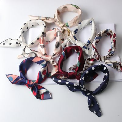 【CC】ﺴ  50x50  cm Silk Scarf Fashion Print Neck Shawl Hairband Kerchief Scarves Wrap Accessories