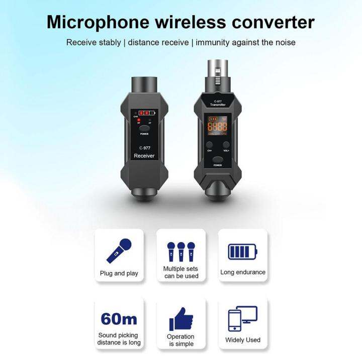 Dynamic Microphone Converter Wireless System Xlr Transmitter Receiver 6