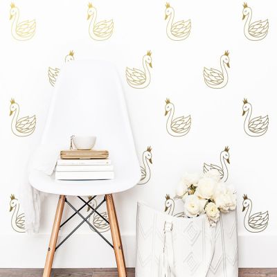 New Design Golden Swan Wall Stickers For Kids Rooms Home Decor Swam Stickers on the wall Poster pegatinas cisnes
